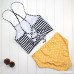 JARAZIN Vintage Stripe Top Dot Printing High-Waisted Swimsuit Halter Bikini Set Padded Bathing Suit Swimwear Yellow B07B64KG79